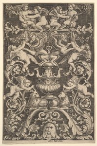 Dísztábla putti, kecske és egyéb figurákkal, 1530-60. alkotó: Master of the Die