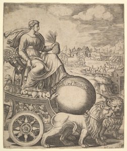Cybele két oroszlán vontatta szekerén, 1530-60.