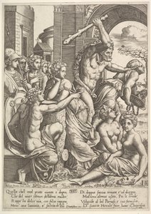 Az irigységet vagy a kapzsiságot jobbra Herkules űzte ki a múzsák templomából, aki ..., 1530-60. alkotó: Master of the Die