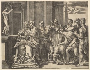 Psyche apja, aki tanácsot adott az orákulumnak, a Psyche meséjéből, 1530-60.