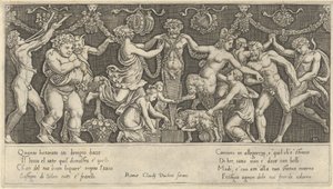 Római pompás tükör: Priapus-áldozat, 16. század., 16. század. alkotó: Master of the Die