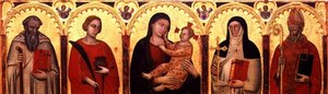 Madonna és gyermeke szentekkel (tempera panelen)