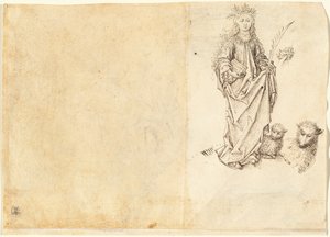 Szent Ágnes (fordítva) alkotó: Master of the Drapery Studies after Martin Schongauer