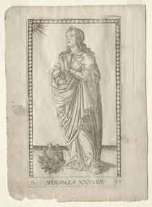 Hope from the Tarocchi, B sorozat: Cosmic Principles & Virtues, 39. szám, 1467 előtt. alkotó: Master of the E-Series Tarocchi