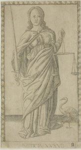 Justice, 37. lemez a Genii and Virtues-tól alkotó: Master of the E Series Tarocchi