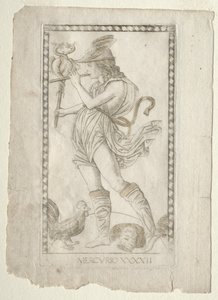 Mercury from the Tarocchi, A sorozat: Firmaments of the Universe, #42, 1467 előtt. alkotó: Master of the E Series Tarocchi