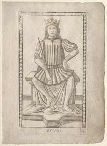 The King from the Tarocchi, E sorozat: Conditions of Man, #8, 1467 előtt. alkotó: Master of the E Series Tarocchi