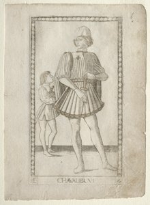 The Knight from the Tarocchi, E sorozat: Conditions of Man, 6. szám, 1467 előtt. alkotó: Master of the E Series Tarocchi