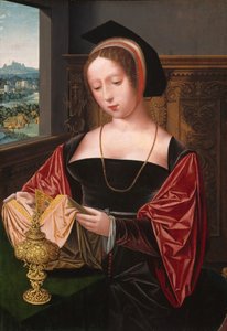 Egy hölgy olvas Szent Mária Magdolnáról, 1530 körül.