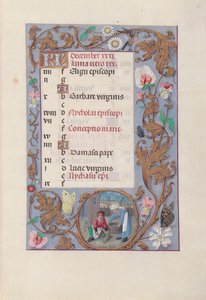Izabella katolikus királyné, spanyol királynő órái: Fol. 13r, december, c. 1500. alkotó: Master of the First Prayerbook of Maximillian