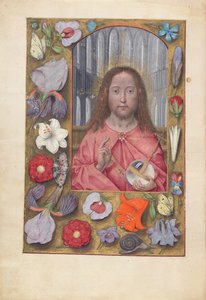 Izabella katolikus királyné, spanyol királynő órái: Fol. 14v, Salvator Mundi, c. 1500. alkotó: Master of the First Prayerbook of Maximillian