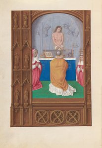 Izabella katolikus királyné, spanyol királynő órái: Fol. 264v, Szent Gergely mise, c. 1500. alkotó: Master of the First Prayerbook of Maximillian