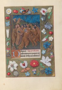 Izabella katolikus királyné, spanyol királynő órái: Fol. 61r, Júdás csókja, c. 1500. alkotó: Master of the First Prayerbook of Maximillian
