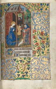 Órakönyv (roueni használat): fol. 56r, imádás pásztorokkal/születés