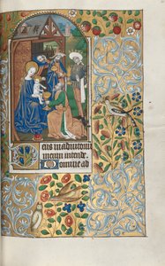Órakönyv Rouen használata: fol. 64r, A mágusok imádása, c. 1470. alkotó: Master of the Geneva Latini