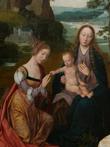 Részlet a Szűzanya és Gyermeke Szent Katalin és Szent Borbála központi táblájáról, 1520-25 körül (olaj, tábla)