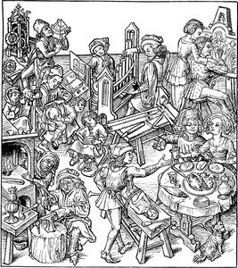 Merkúr és gyermekei. Illusztráció a Házkönyvből, 1480-as évek