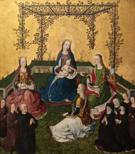 Madonna gyermekével rózsa lugasban, 1470 körül alkotó: Master of the Life of Virgin Mary