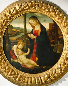 Madonna és gyermek Szent Jánossal (olaj, panel) alkotó: Master of the Miller Tondo (attr. to)