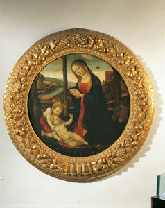 Madonna és gyermek Szent Jánossal (olaj, panel) alkotó: Master of the Miller Tondo (attr. to)