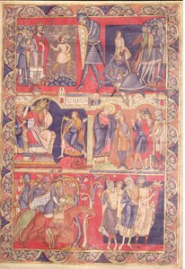 Jelenetek Sámuel, Saul és Dávid életéből, a winchesteri Bibliából, 1160-80 alkotó: Master of the Morgan Leaf