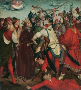 Szent Oswald mártíromsága a maserfieldi csatában, c. 1480-1485. alkotó: Master of the Oswald legend