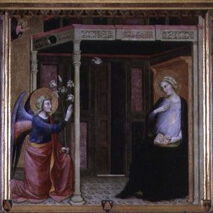 Angyali üdvözlet (tempera a panelen)