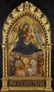 Szűz és gyermek angyalokkal és négy szenttel, c. 1400-15 (tempera és aranylevél a panelen)