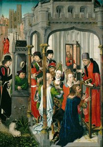 Szent Gergely prédikációja, " a lelkipásztori prédikáció ", háttérben a Szent Gudule templom ... alkotó: Master of the View of Saint Gudula