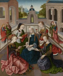 Szűz Mária és gyermeke négy szent szűzzel, 1495-1500 körül