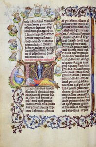 Ms 289.3 f.67v Jesse fája, a Szent Máté evangéliumának kezdőbetűjéből, Utrechtből, 1425 körül (arany levél, aranyfesték és tempera pergamenen) alkotó: Masters of Zweder van Culemborg