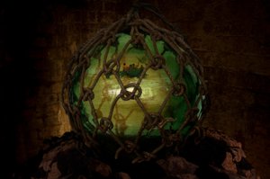 Asylum, 2001 (Üveg, kötél, víz, sziklák, DVD és videó vetítés) alkotó: Mat Collishaw