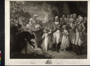 Maquris Cornwallis a két indiai herceggel alkotó: Mather Brown