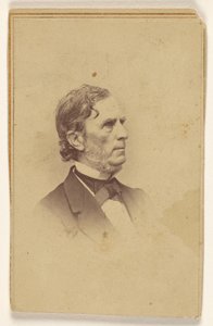 Azonosítatlan férfi őszülő szakállal, bajusz nélkül, profilból, vignettaszerű nyomtatásban alkotó: Mathew B. Brady