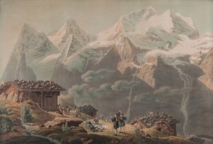 A Jungfrau, a Münch, az Eiger Wengernalpból 1822 (akvarell)