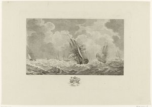 Holland flotta a viharban, 1784 alkotó: Mathias de Sallieth