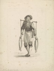 A halkereskedő igán hordja a halat alkotó: Mathias de Sallieth