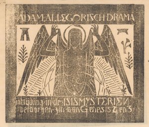 Szárnyas alak hat mellű Ádám, allegorikus dráma (cím a tárgyon) alkotó: Mathieu Lauweriks (attributed to)