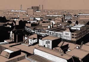 Croydon View, 2016 (akril tinta, tábla)