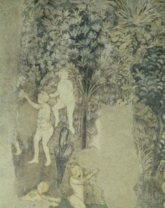 Fürdő férfiak részlete a pápák csarnokának dekorációs sémájából, 1437-es freskó
