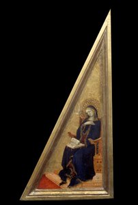 Matteo Giovanetti (1300-1369) Angyali üdvözlet festménye, 14. század V. 0,22x0,42 m