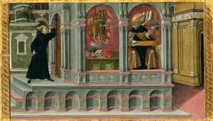 Szent Ágoston látomása Szent Jeromosról és Keresztelő Szent Jánosról alkotó: Matteo di Giovanni