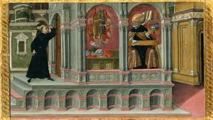 Szent Ágoston látomása szent Jeromosról és Keresztelő Jánosról, 1476.