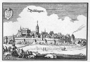 Böblingen - részlet a Topographia Sueviae (Svábföld) című kötetből alkotó: Matthaus Merian