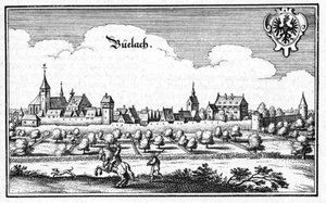 Büelach - részlet a Topographia Sueviae (Schwaben) című kötetből alkotó: Matthaus Merian