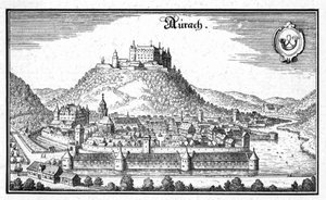 Aurach - részlet a Topographia Sueviae (Schwaben) című kötetből alkotó: Matthaus Merian