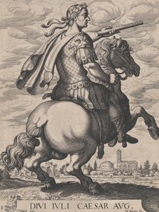 1. tábla: Julius Caesar császár lóháton, „Az első tizenkét római császár” című művéből, af..., 1610-50.