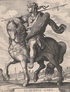 5. tábla: Claudius császár lóháton, „Az első tizenkét római császár” című művéből a Tem... után, 1610-50.