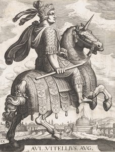 9. tábla: Vitellius császár lóháton, „Az első tizenkét római császár” című művéből a Te... után, 1610-50.