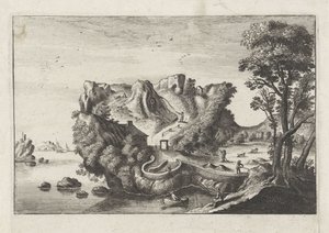 Antropomorf táj egy férfi fej formájában alkotó: Matthaus the Elder (after) Merian